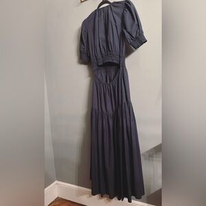 Navy Maxi Dress | Romantic Boho |  Rope Tie | Smocked Waist | Back Cutout | M